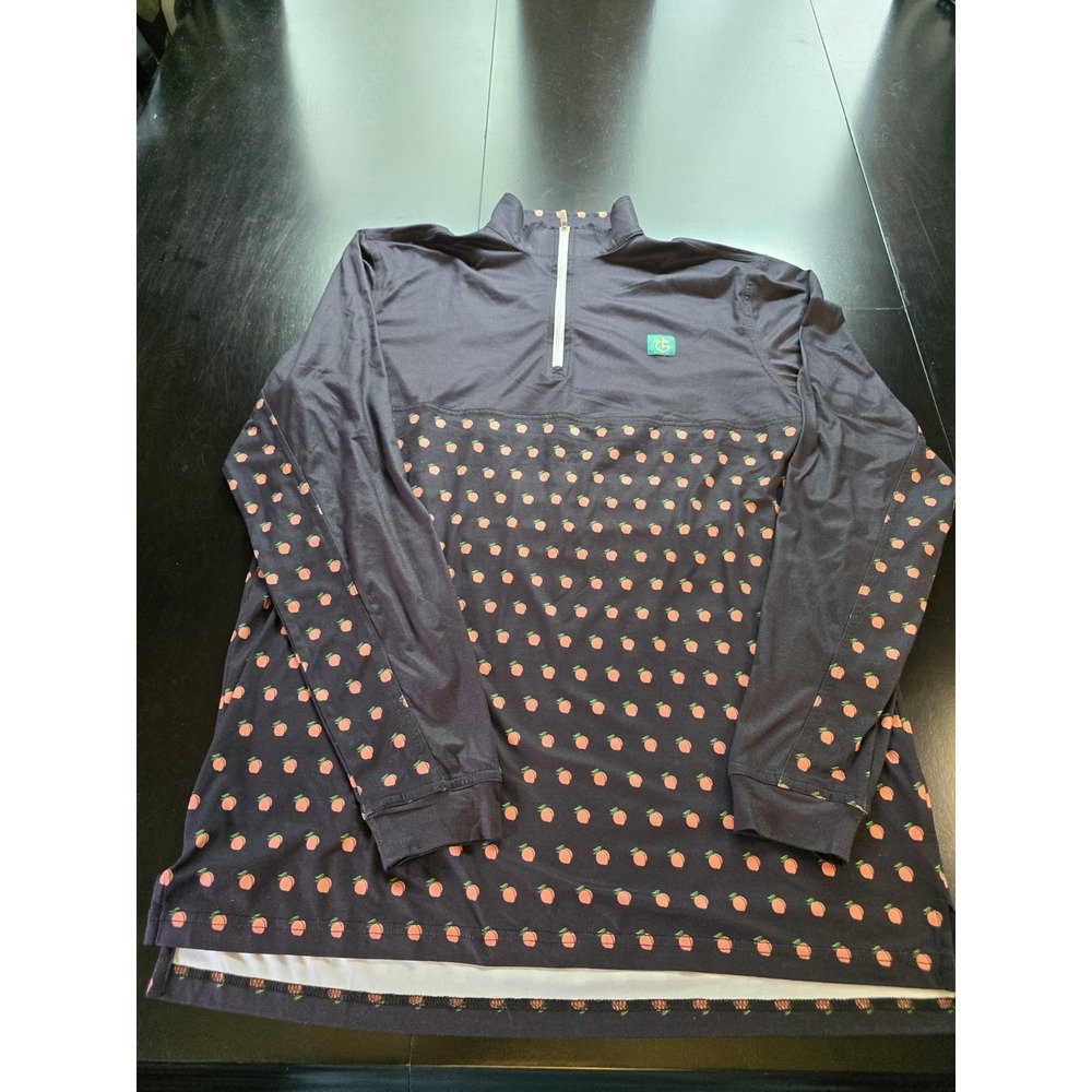 GoLo Golf Co 1/4 Zip Pullover Men's Medium Black‎ Peach Print Performance